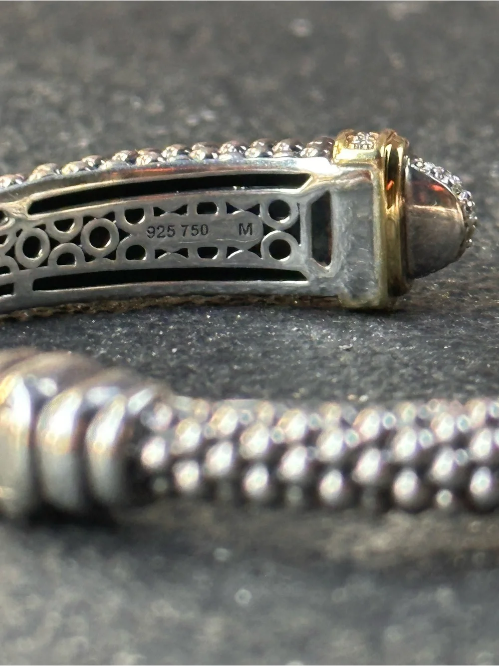 Rare Archived LAGOS 12mm Caviar LUX 1.30ctw Diamond Hinged Cuff Bracelet Medium
